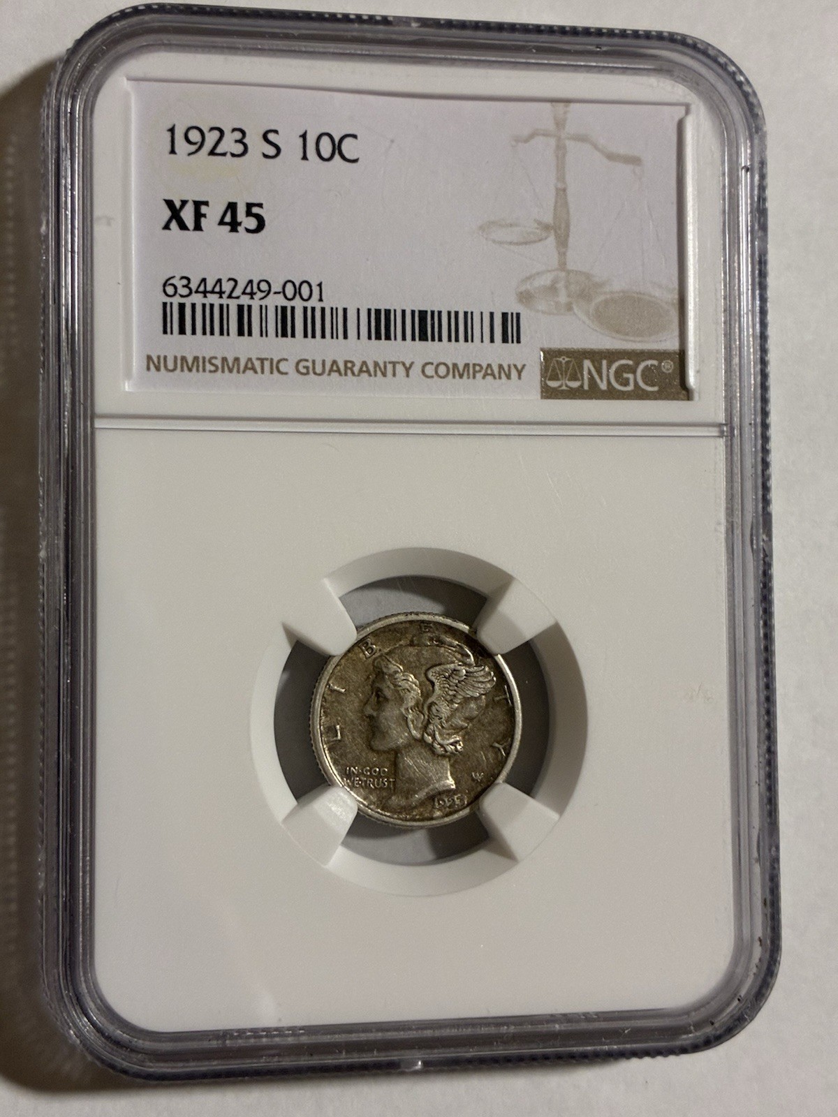 1923-S Mercury Dime NGC XF45