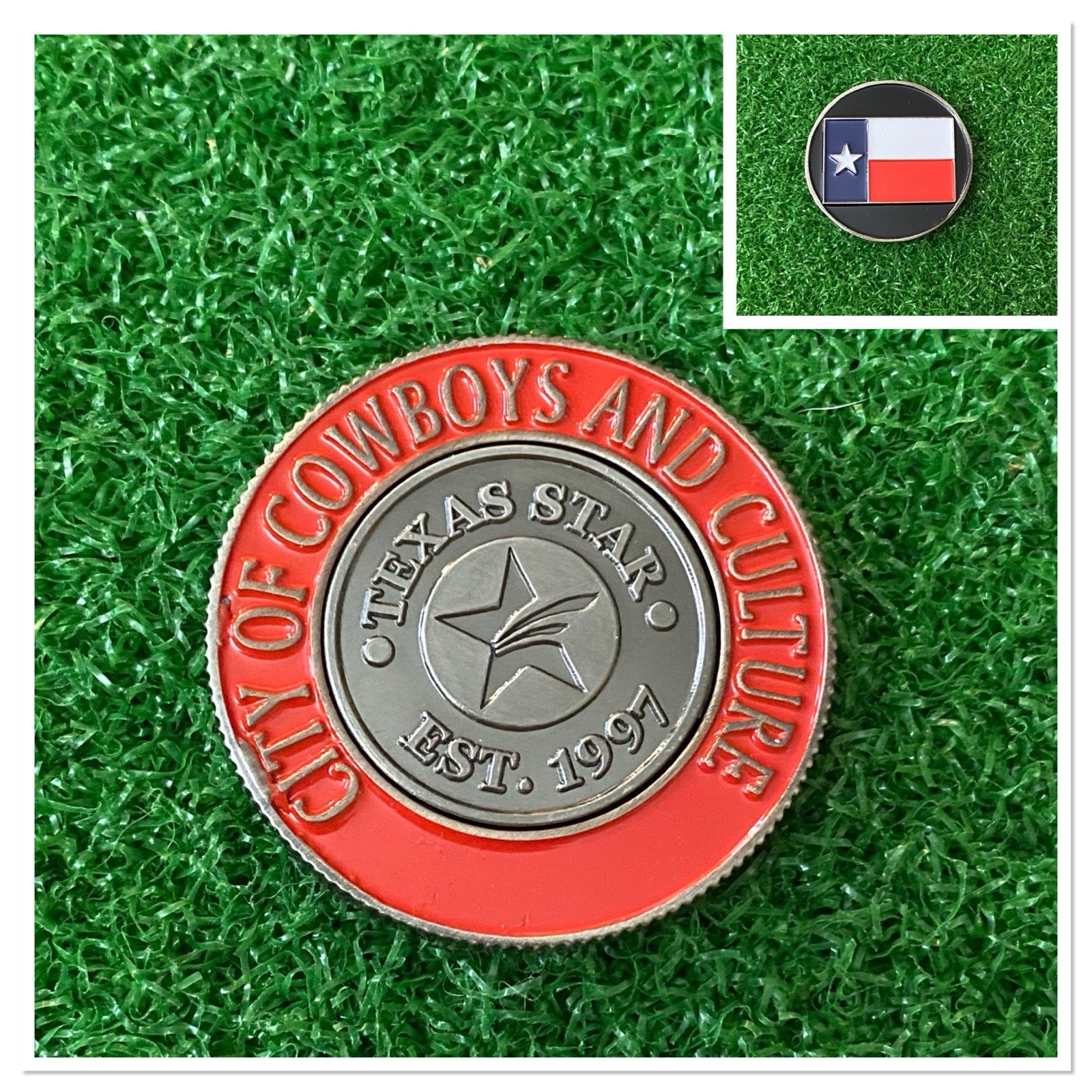 Texas Star EST 1997  1” Marker City Of Cowboys And Culture Magnetic Pocket Coin