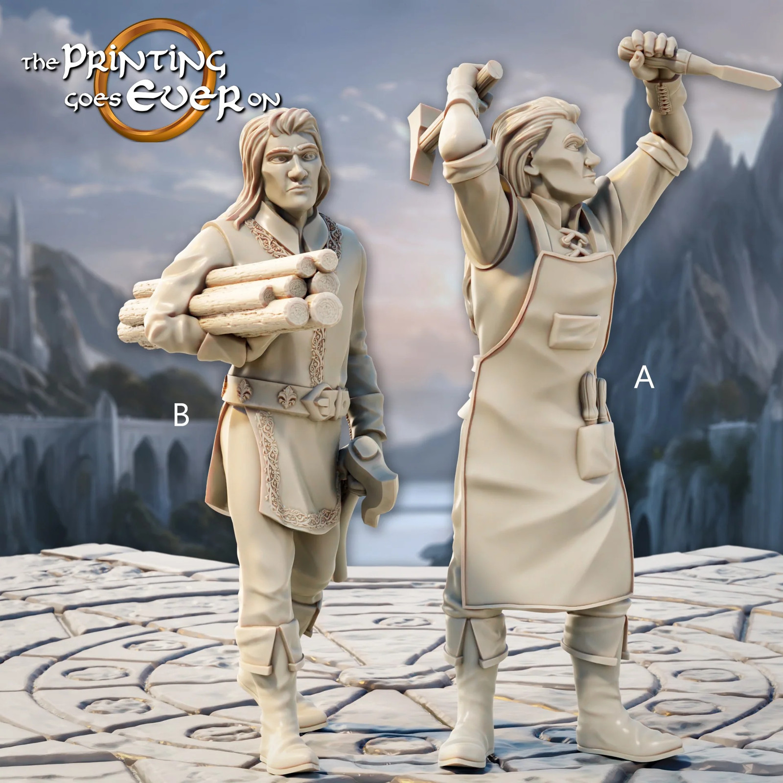 Elven Shipwrights (Set of 2) - 28-32mm Silver - Resin Tabletop Miniatures