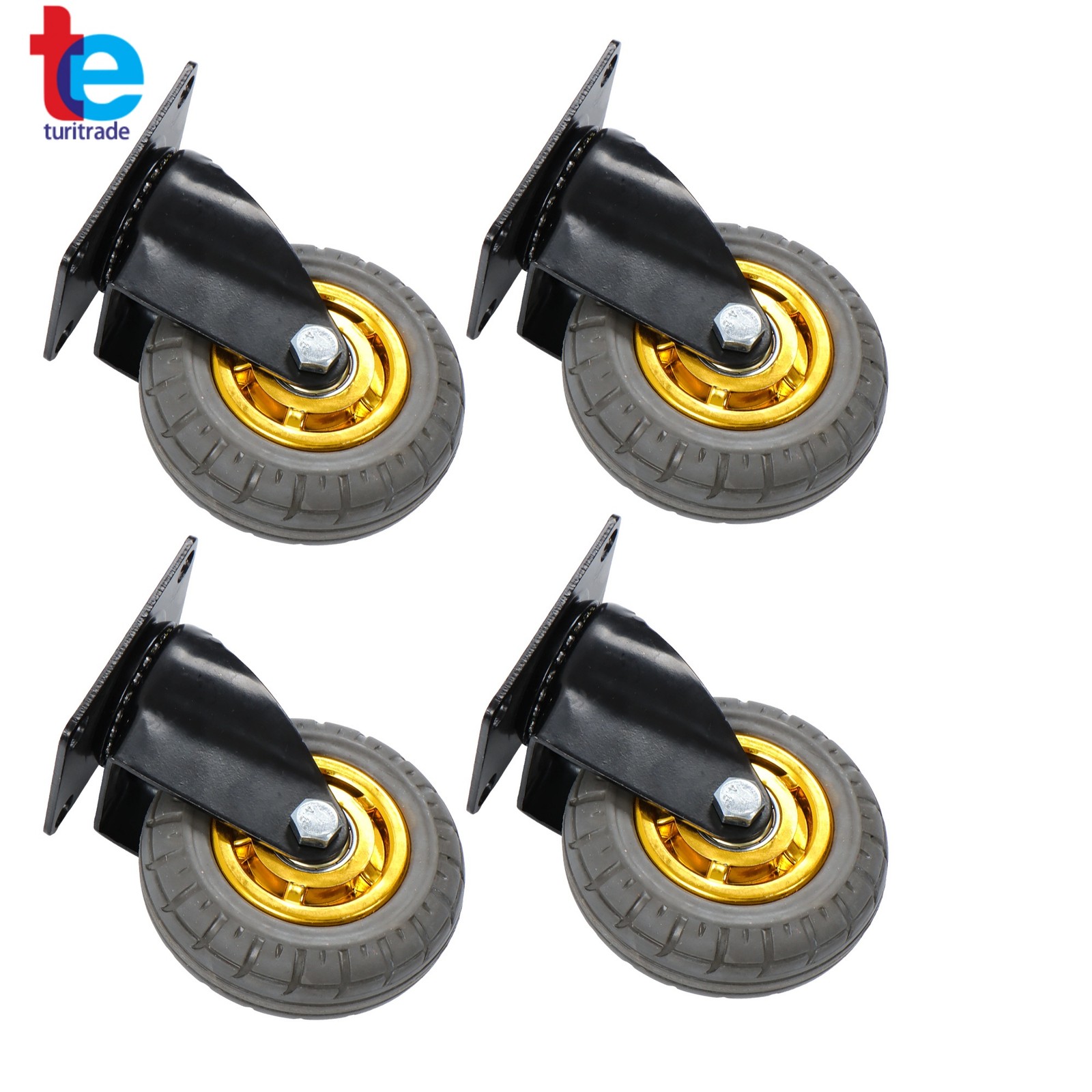 4 Pack Soft Rubber 4" Swivel Casters Wheels Universal Casters Grey Non-Marking