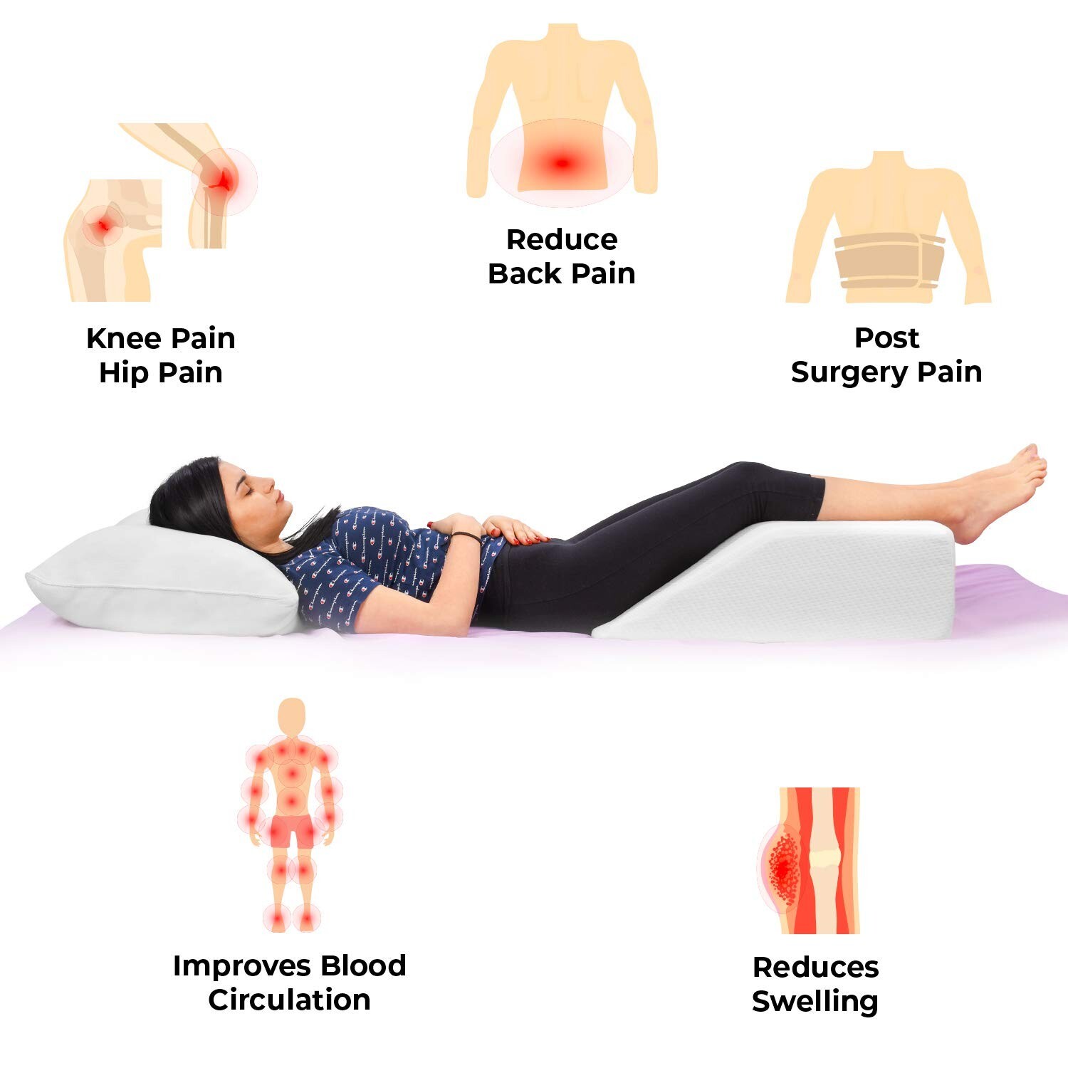 Ebung Memory Foam Leg Elevation Pillows - Leg Support Pillow to Elevate Feet,...