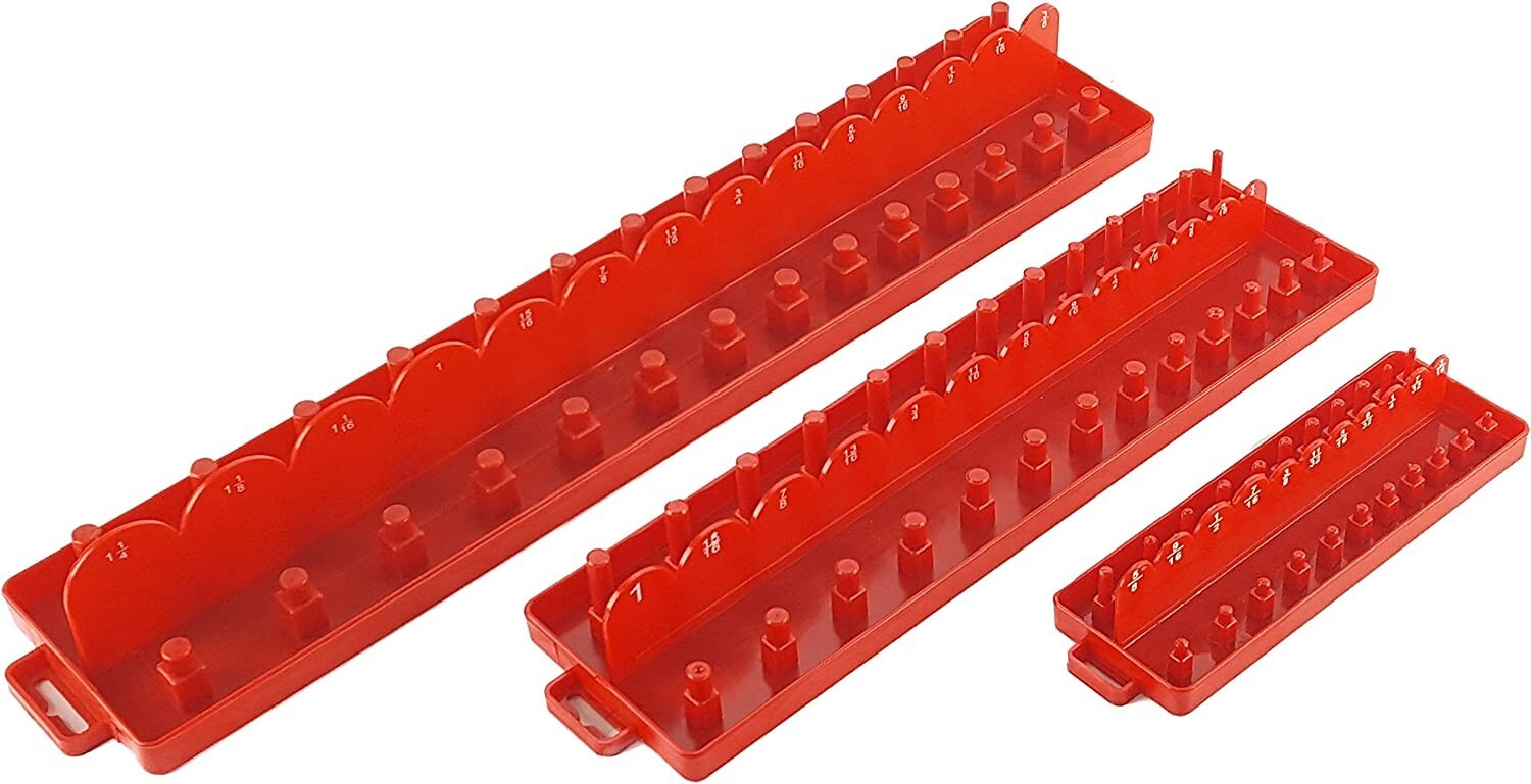 3-Piece Socket Tray Organizer Case with Double Rows (SAE)