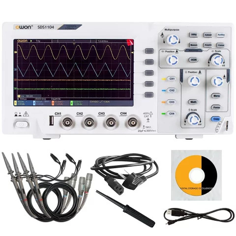 OWON SDS1104 100MHz 4-Ch Digital Oscilloscope 1GSa/s FFT SCPI USB 8-Bit