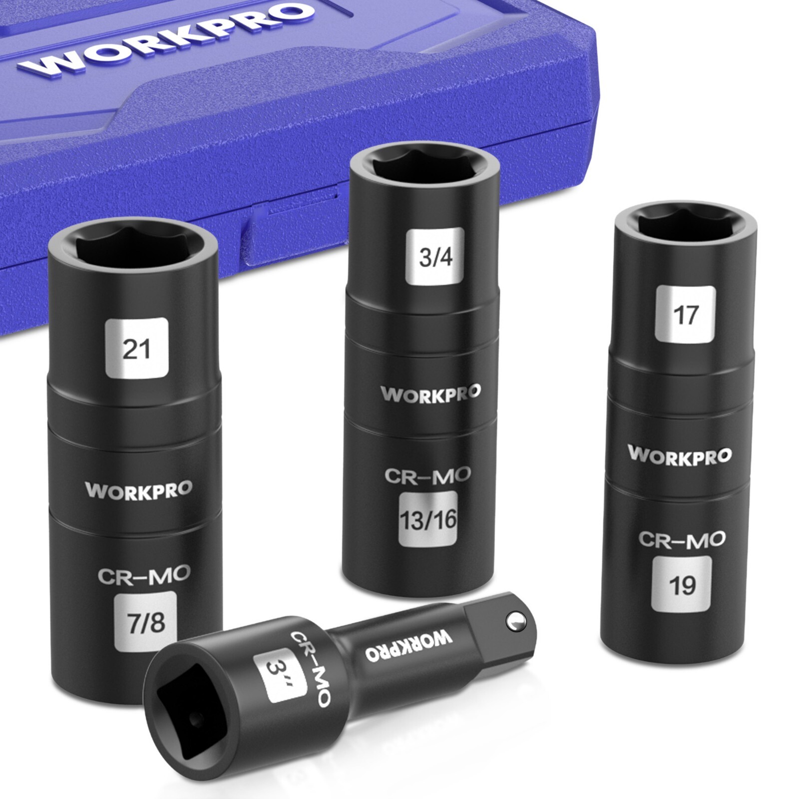 4PCS Impact Socket Set 1/2" Drive, Lug Nut Socket Set Cr-Mo Steel Polished