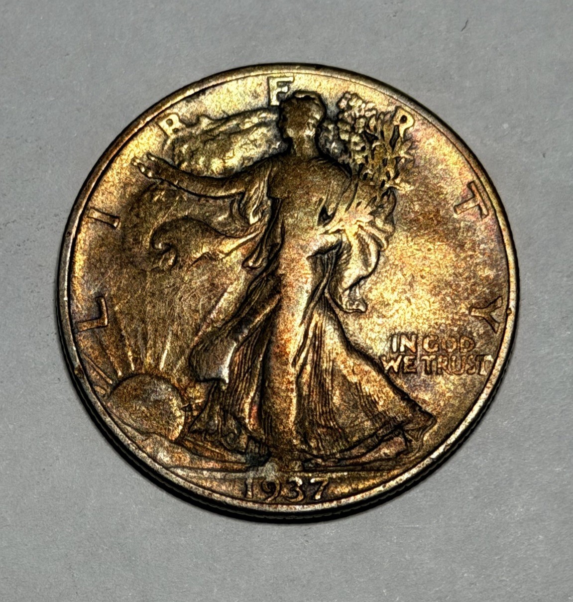 1937 Walking Liberty Half Dollar - Toned in VF