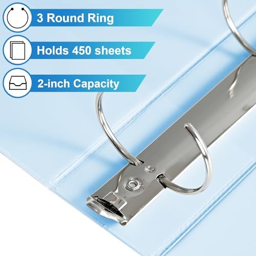 2'' 3-Ring-Binder with Pockets, 450 Sheets Capacity, 2 inch Binders fits 2-inch