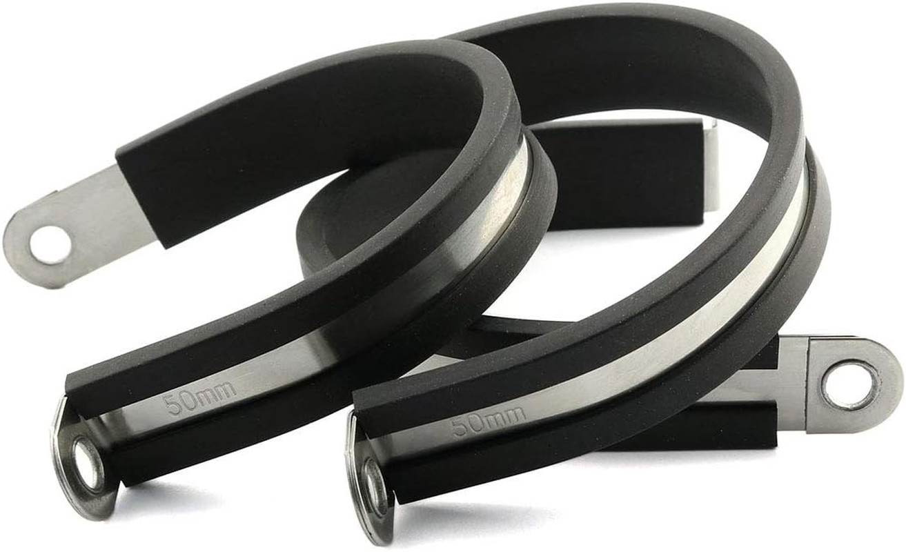 6Pcs 2 Inch(50Mm) Rubber Cushioned Stainless Steel Cable Clamp/Tube Holder Faste