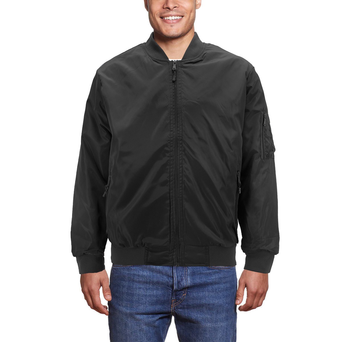 Men’s Water Resistant Lined Long Sleeve Zip Up Classic Bomber Jacket
