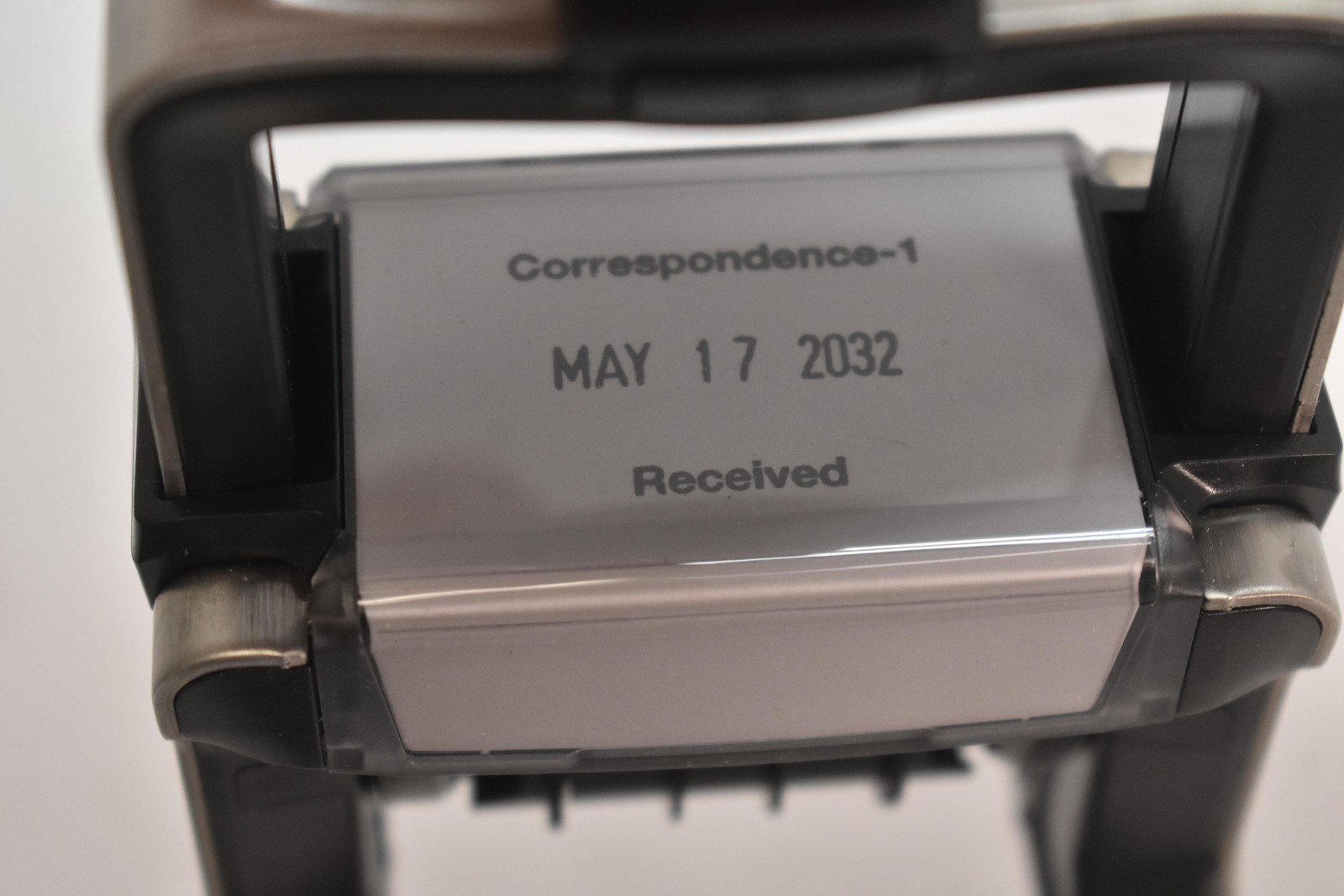 PLUS 2000 Plus Pro Series Self-Inking Date Stamp Band Shield Black Red Office