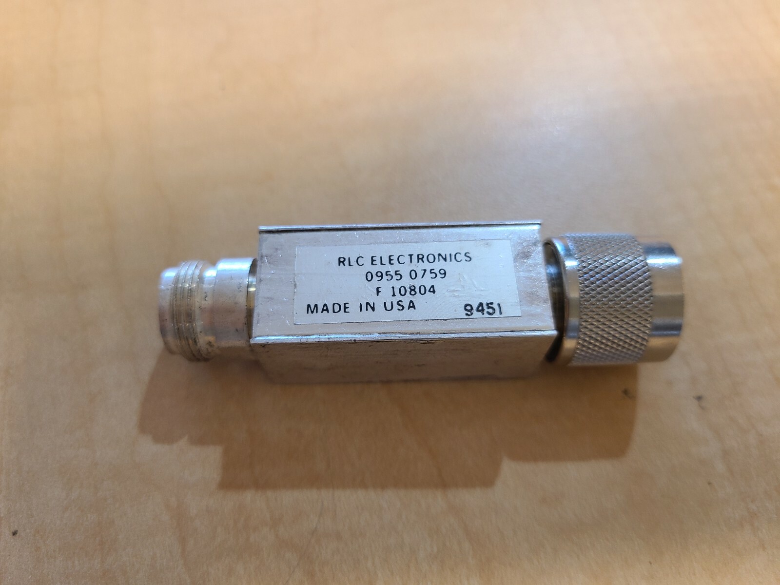 RLC Electronics Band Pass Filter 0955-0759, 152 to 202 MHz N Male to N Female