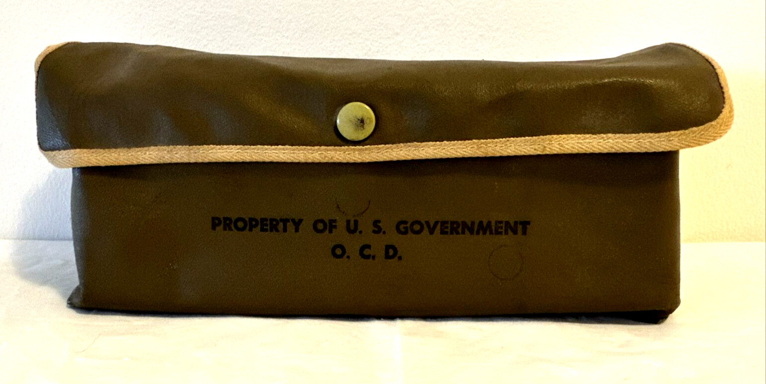Vintage Medic Bag With 2 Belt Straps Property of U.S. Government O.C.D. 10" x 4"
