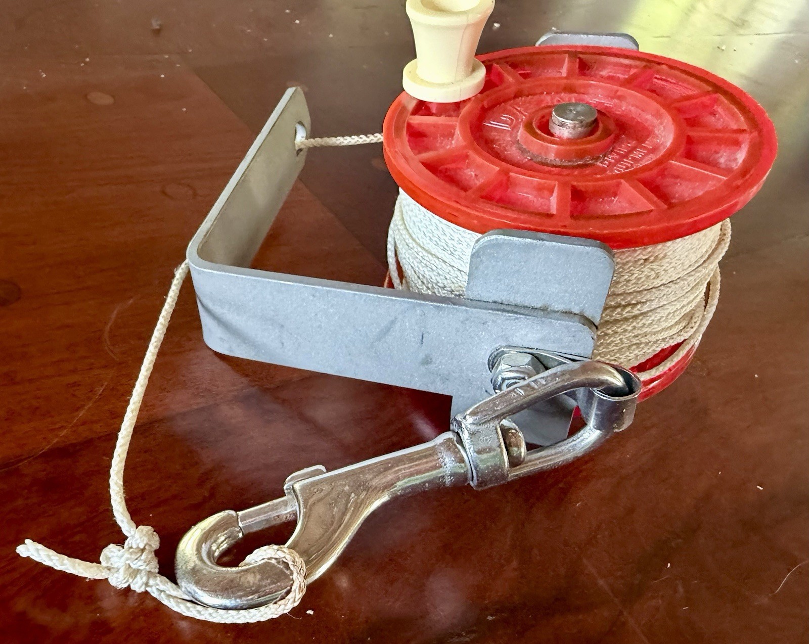 Scuba Dive Reel Finger Reel w/ Stainless Bolt Snap Clip & Winding Key SMB Wreck