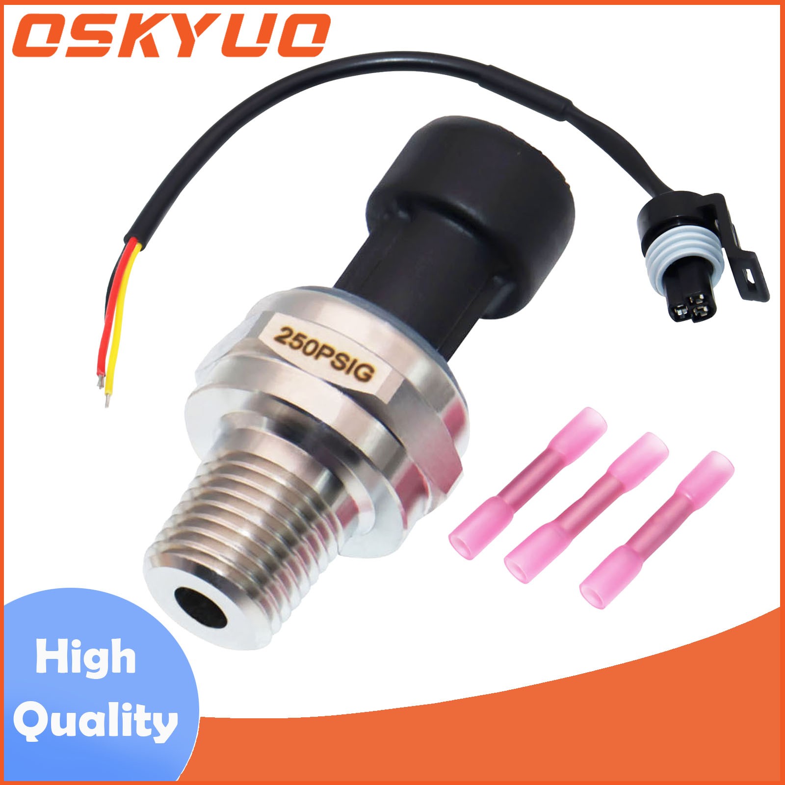 250Psi Pressure Sensor Transducer Sender For Oil Fuel Air Gas Water 5V 1/4" NPT