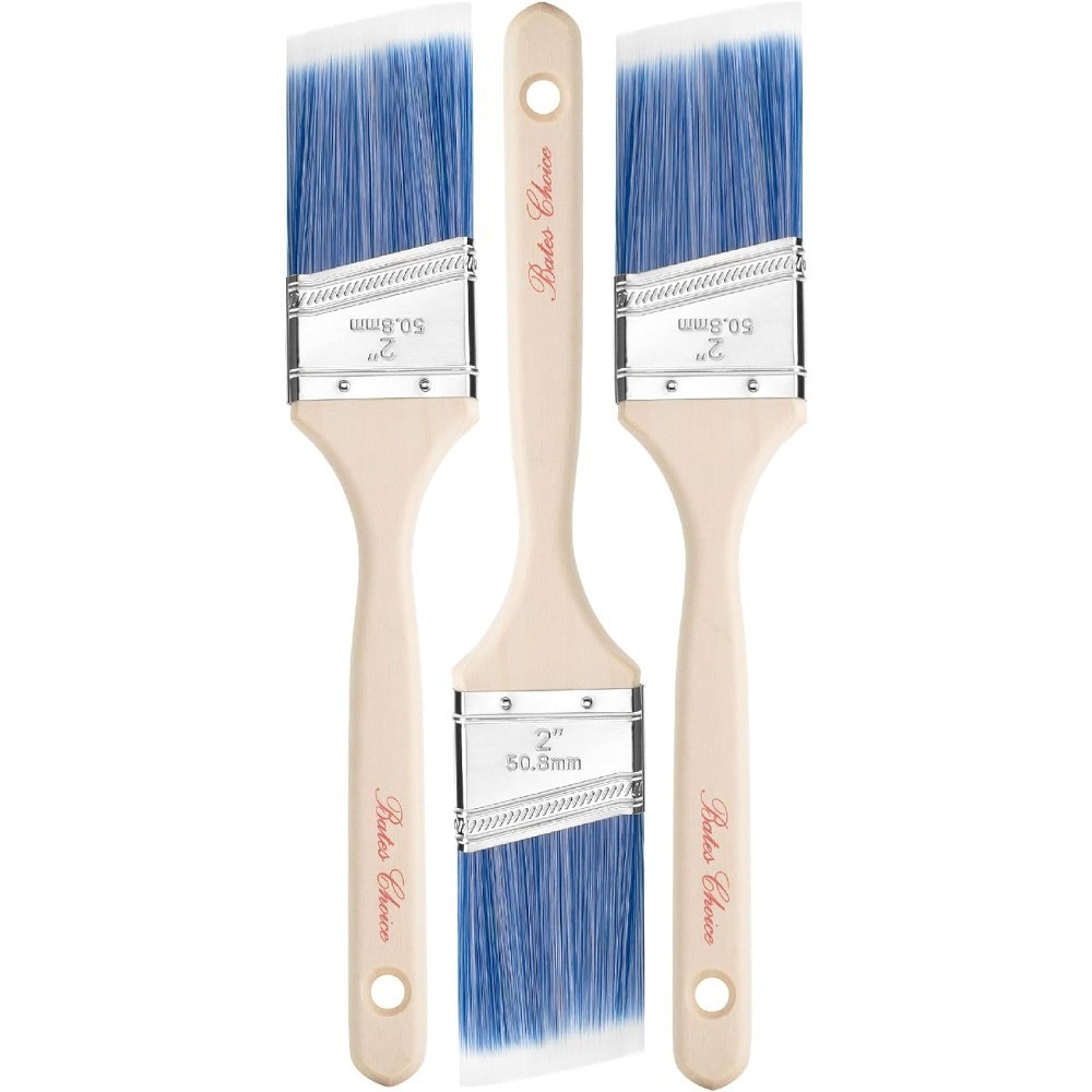 Bates- Paint Brushes, 2-Inch, 3 Pack, Angle Brushes, Treated Wood Handle, Paint