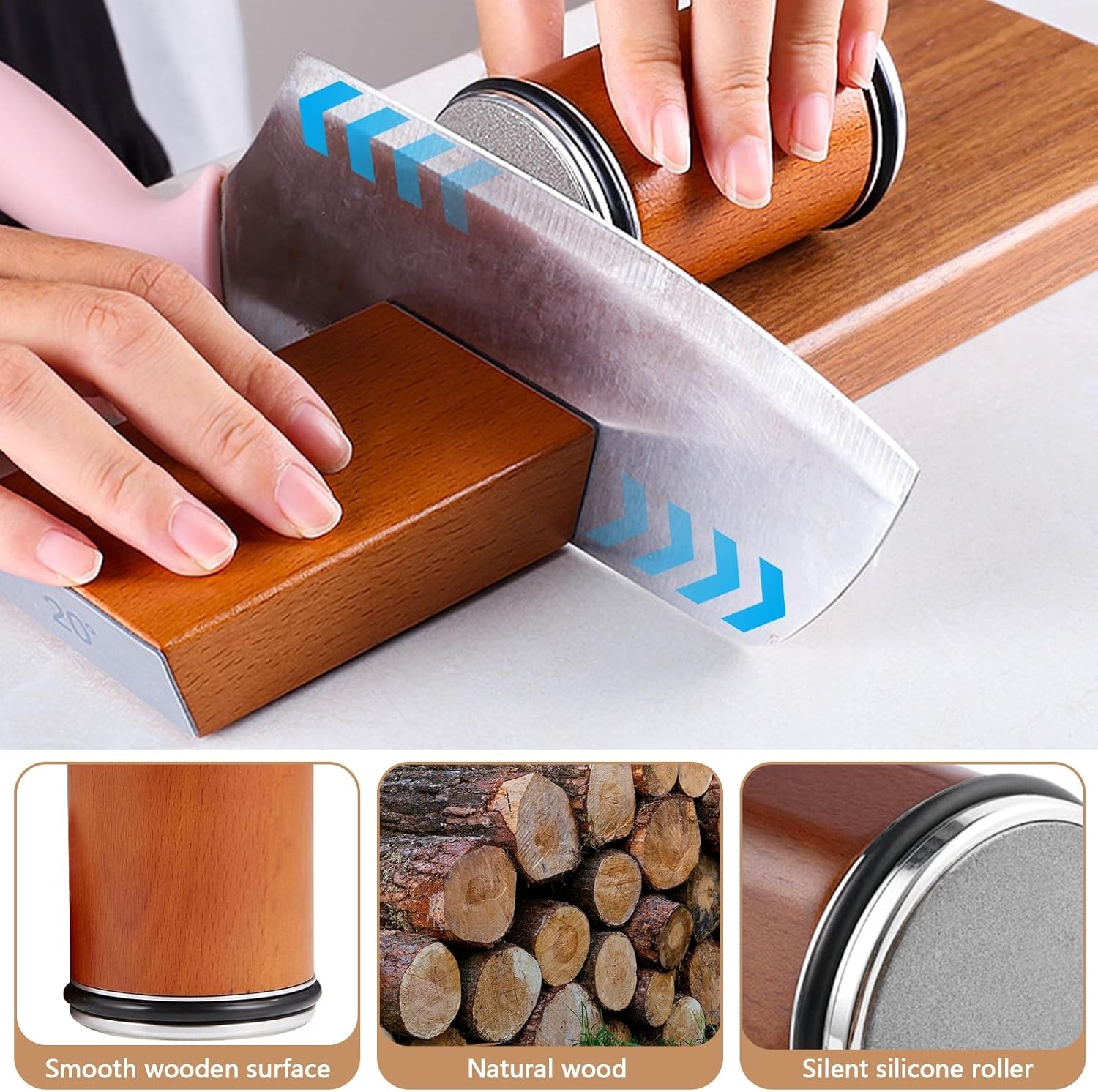 Diamond Rolling Knife Sharpener Straight Edge Sharpening Roller w/ Magnetic Base