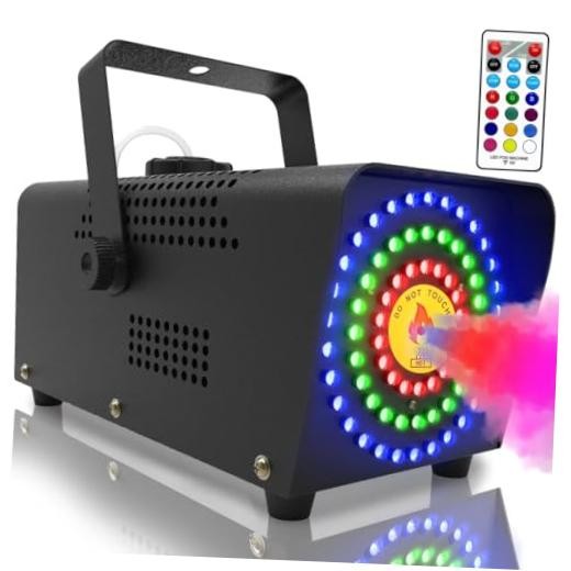 Smoke Machine, Fog Machine with 72 LED Lights, 500W and 2000 CFM Spray, B-Round