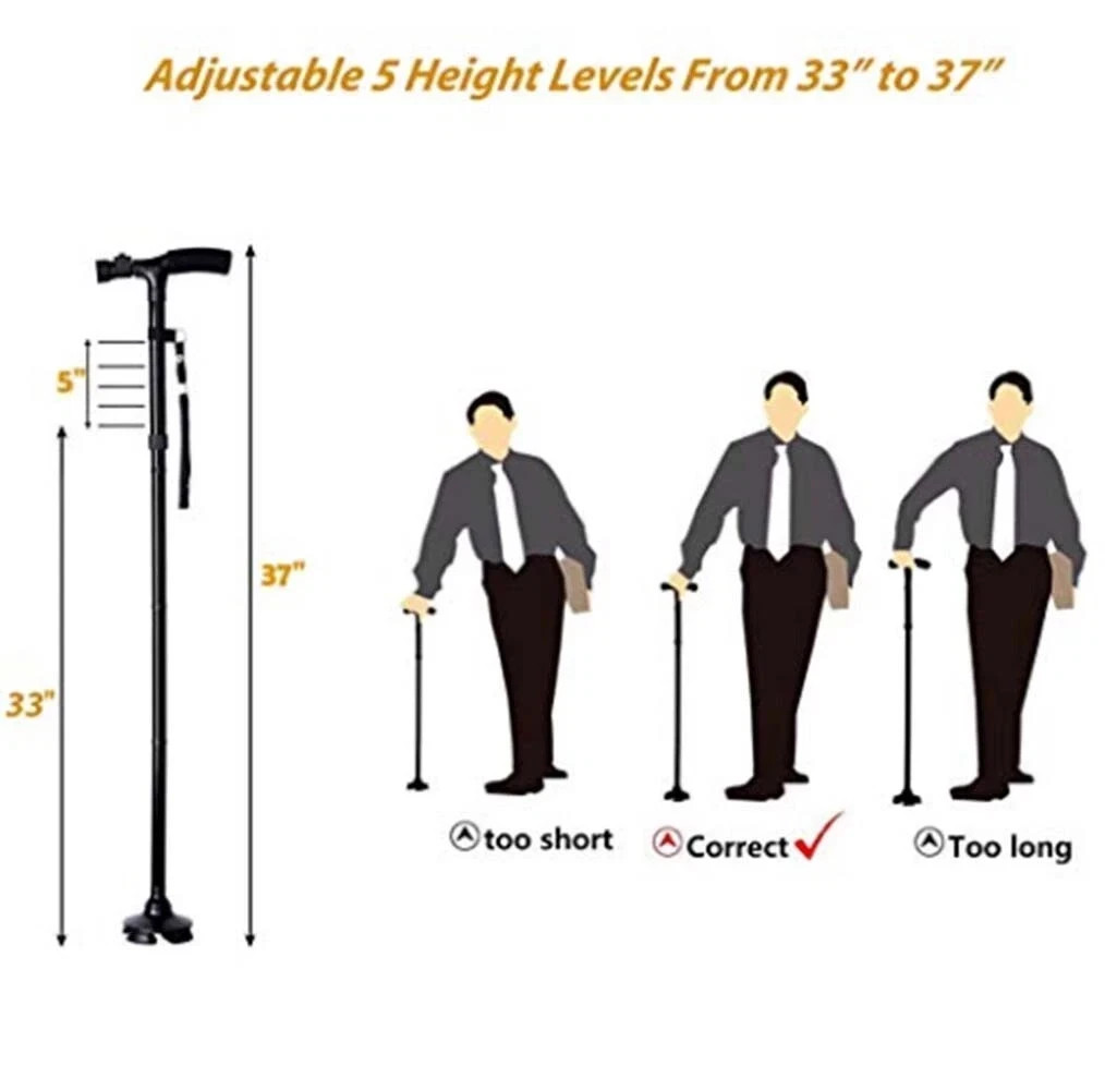 New Folding Walking Cane with LED Light Adjustable Walking Stick