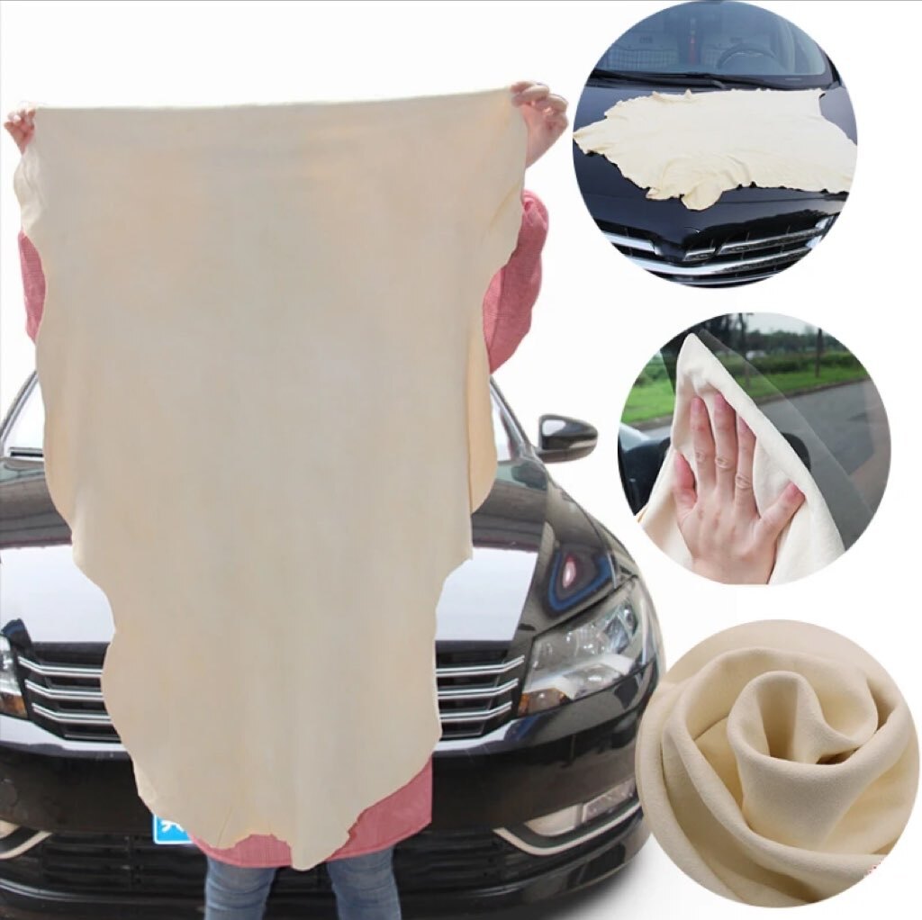 Natural sheepskin Leather Car Cleaning Cloth Wash Absorbent Drying Shammy Towel