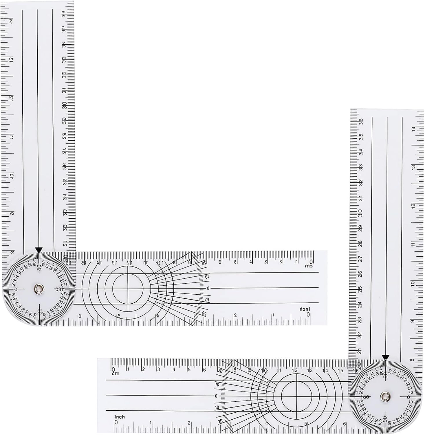 2Pcs Clear Plastic Goniometer Quick Angle Protractor Angle Finder Angle Ruler