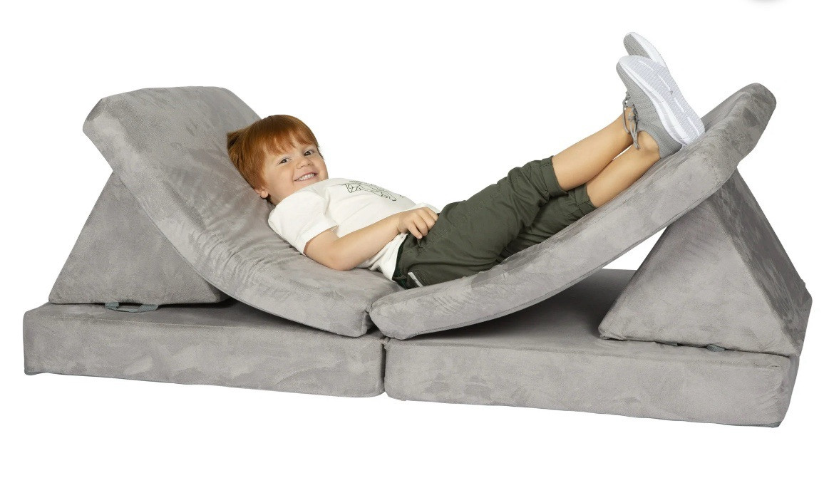 Huddle Customizable Kids Play Foam Couch, Grey, 4 Pieces, for Toddlers Ages 2+