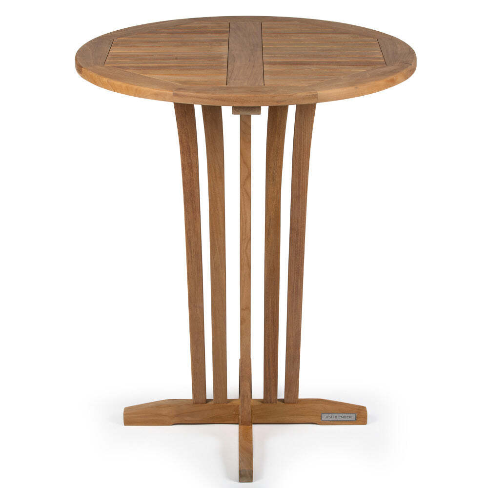 Ash & Ember Acadia Grade A Teak 35" Round Bar Table, In/Outdoor Patio Furniture