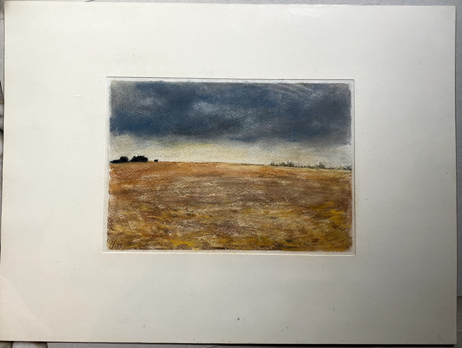 FRANZ EHMKE 1928-2018 GDR PAINTER SCHÖNFLIESS WHEAT FIELD AFTER HARVEST SIGNED