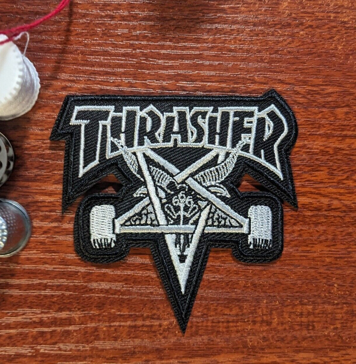 Thrasher Pentagram Patch 3x3" Skater Boarding Goth Punk  Embroidered Iron On
