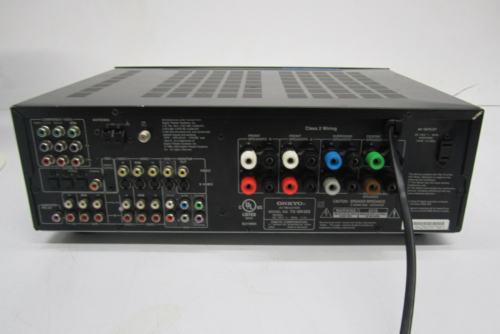 Onkyo TX-SR502 Theater 6.1 Surround Sound Audio Video AV Receiver No Remote