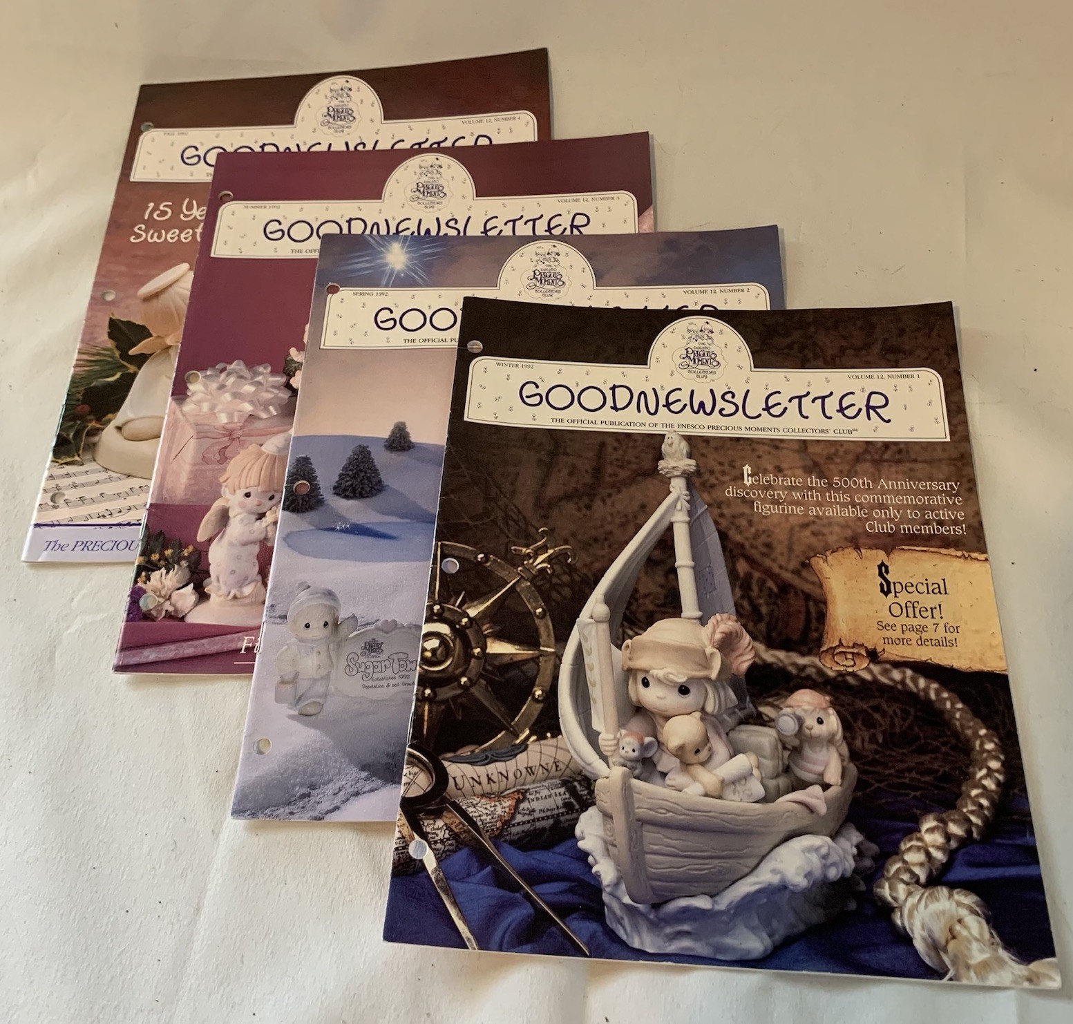 ENESCO PRECIOUS MOMENTS GOODNEWSLETTERS 1992 #1-4 Winter Spring Summer & Fall