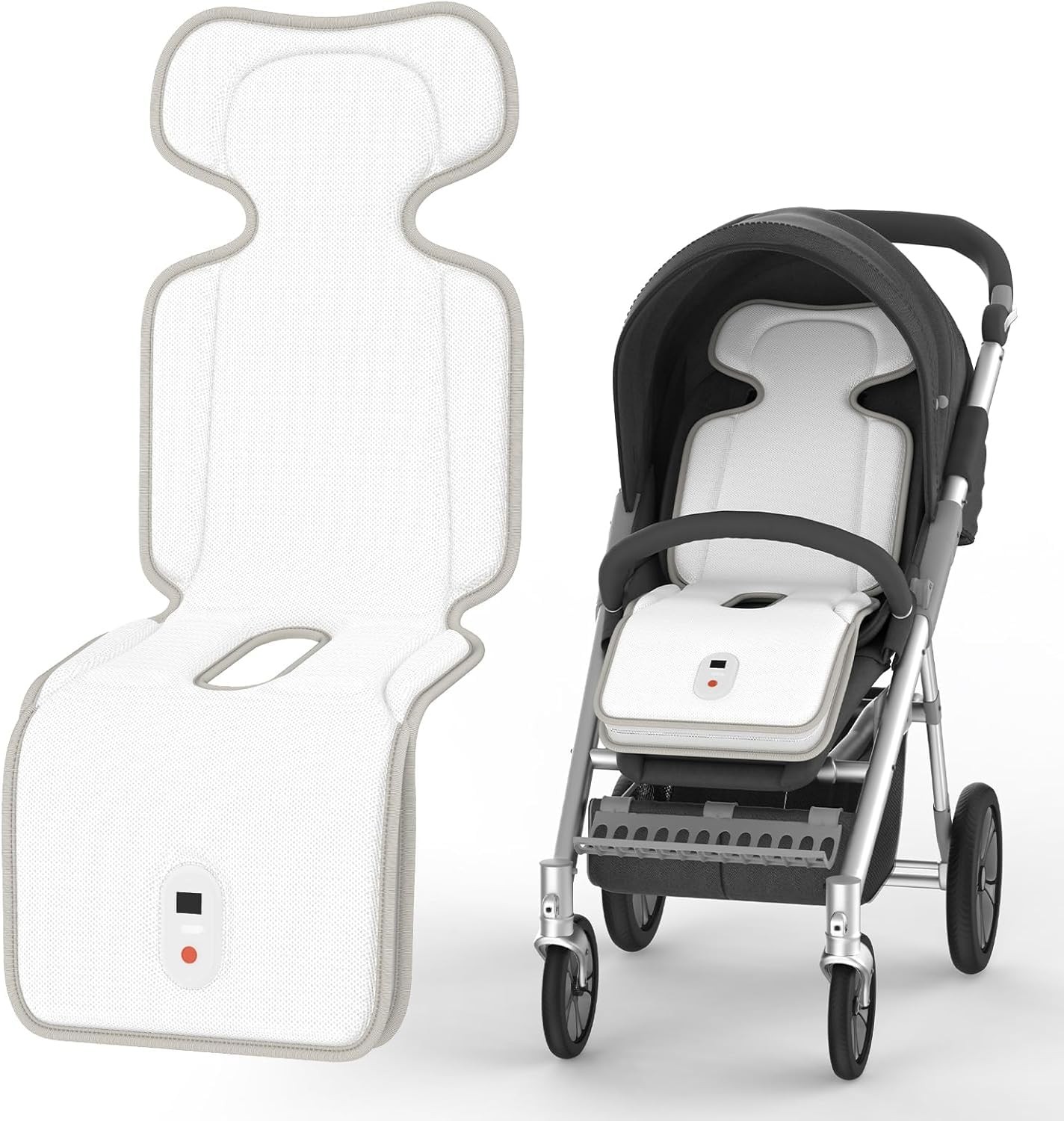 Baby Stroller Cooling Pad with 2 Built-in Blower Up to 10H MAX 10000 mAh Rech...