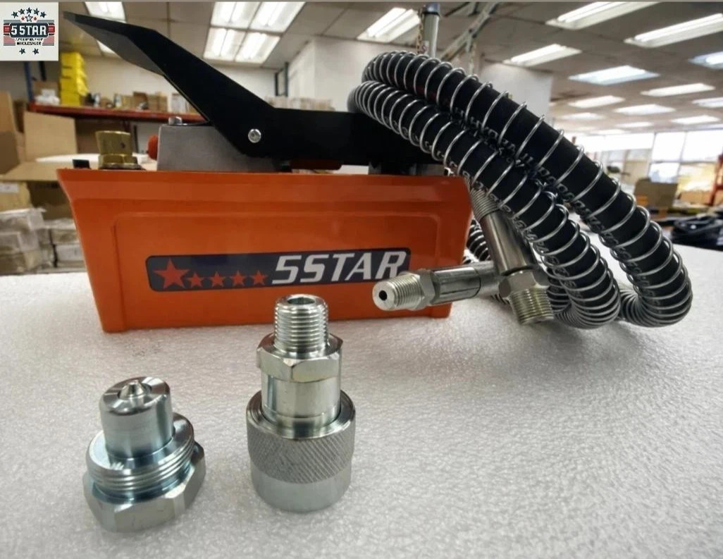5 STAR AIR FOOT PEDAL HYDRAULIC PUMP FRAME MACHINES SHOP PRESS HOSE COUPLER