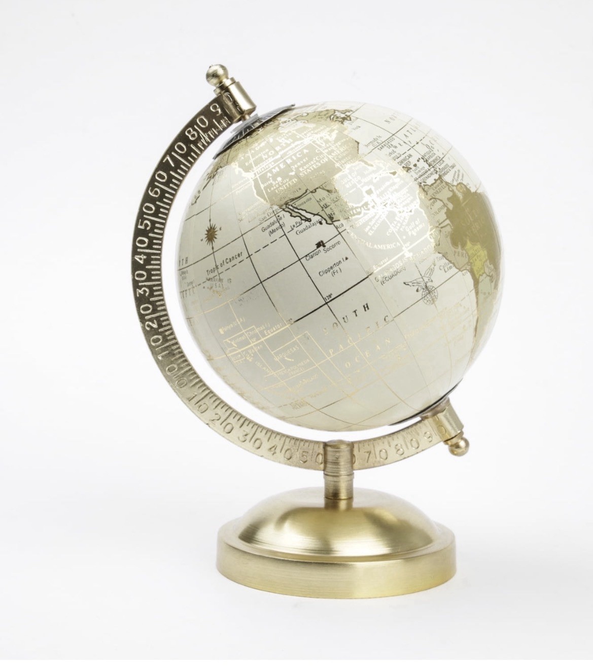 Cream and Gold 5.75" x 8" x 5" Tabletop Decorative Globe