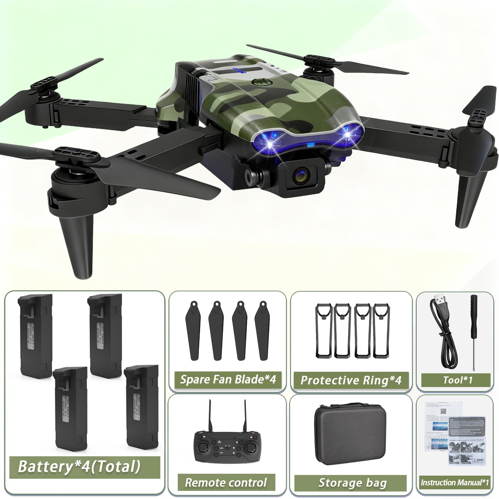 360° Obstacle Avoidance RC Quadcopter, Triple Camera Brushless Flying Drone