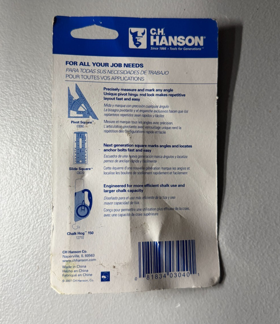 CH Hanson 03040 Magnetic Stud Finder NEW