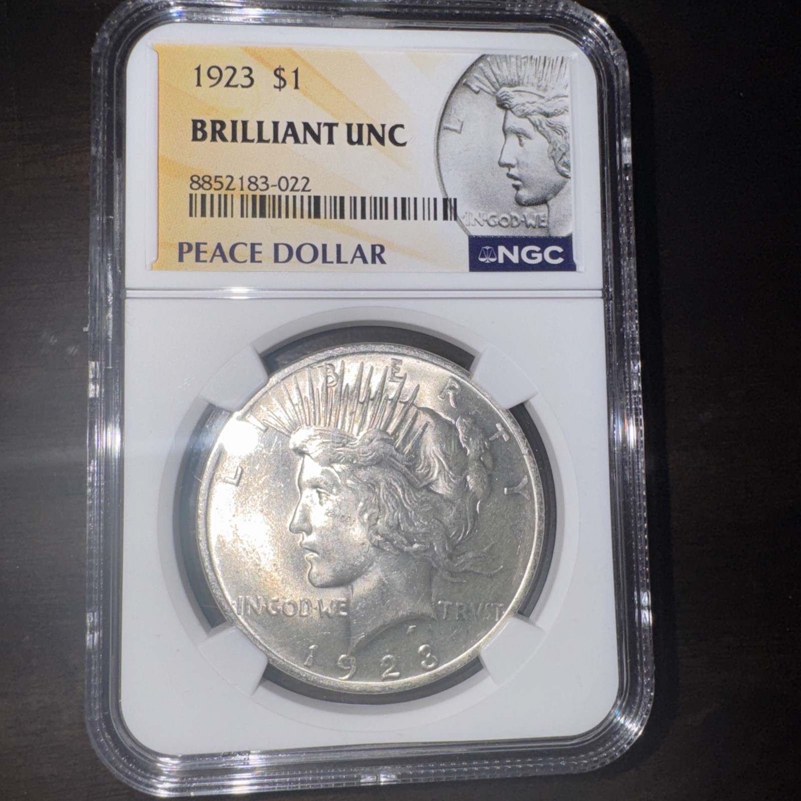 1923-P Philadelphia $1 Peace Silver Dollar Brilliant Uncirculated NGC