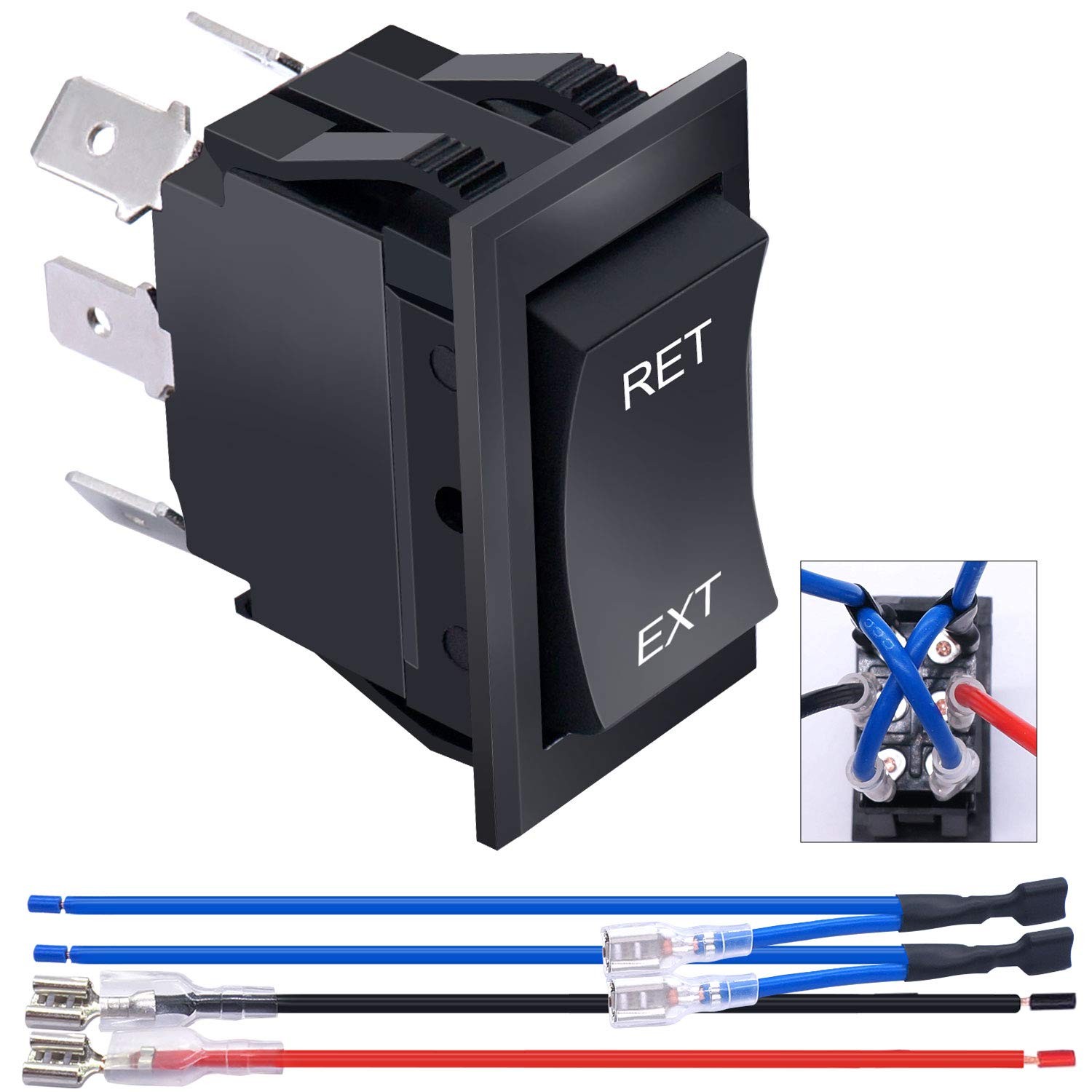 Momentary Reverse Polarity Rocker Switch DPDT (ON)-Off-(ON) 6 Pin 20A 12V DC