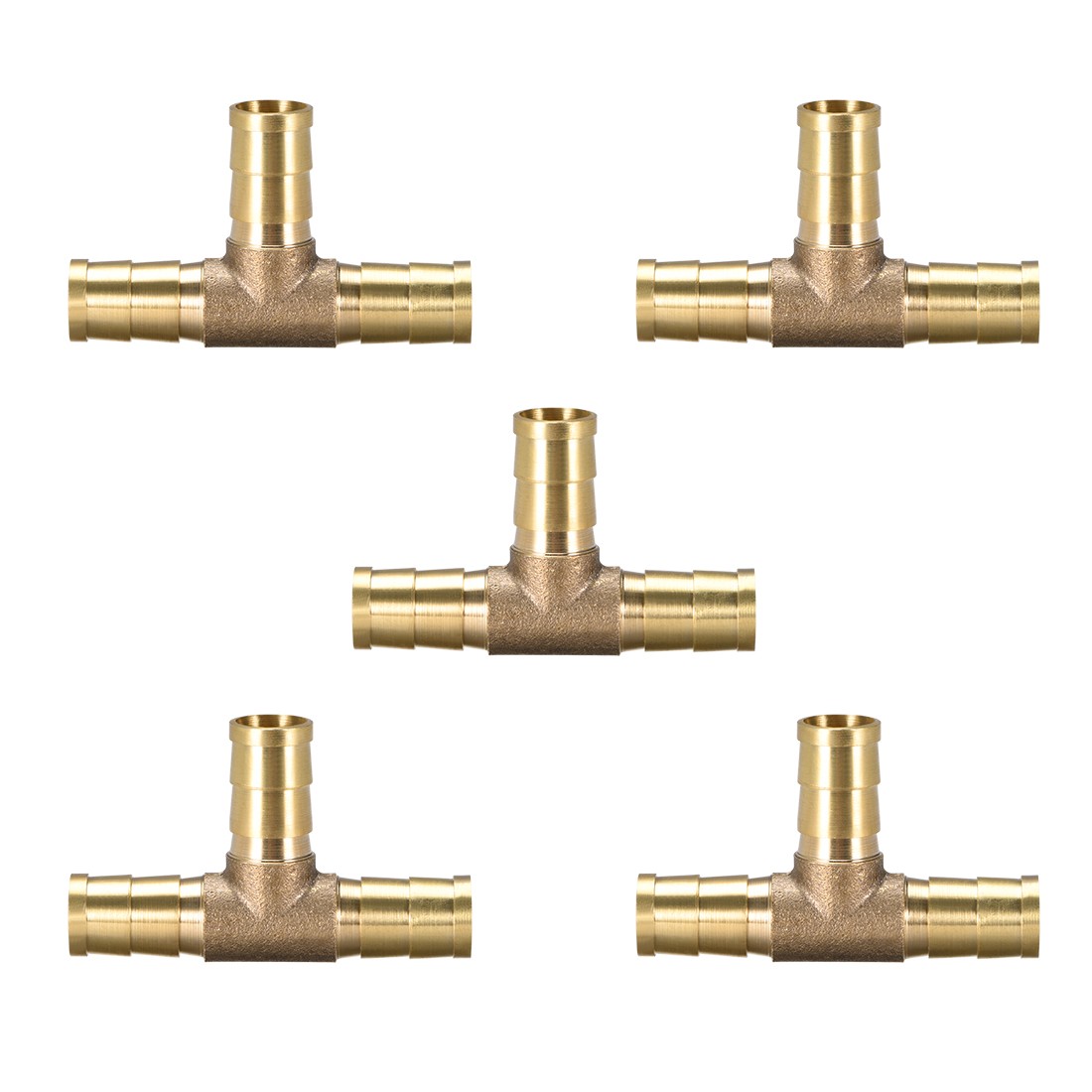 5pcs 3/8" Brass Barb Splicer Fitting T-Shaped 3 Ways Barb Hose Fitting