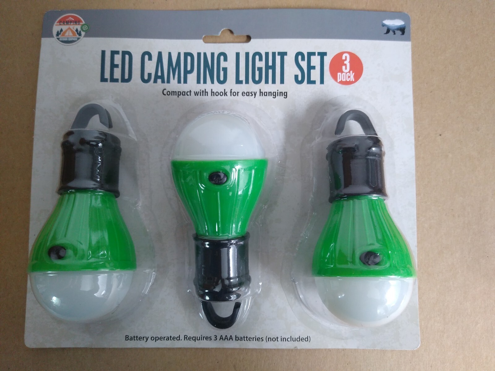 LED Camping Light Set - 3 Pack. New 3AAA Batteries Not Included