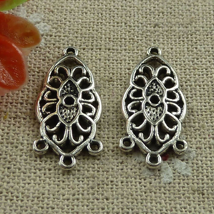 Free Ship 60 pcs tibetan silver flower earring connectors 25x12mm L-974