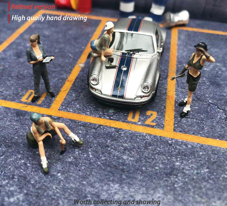 BN 1:64 Painted Figure Mini Model Miniature  Diorama Garage Repair Lady Girl