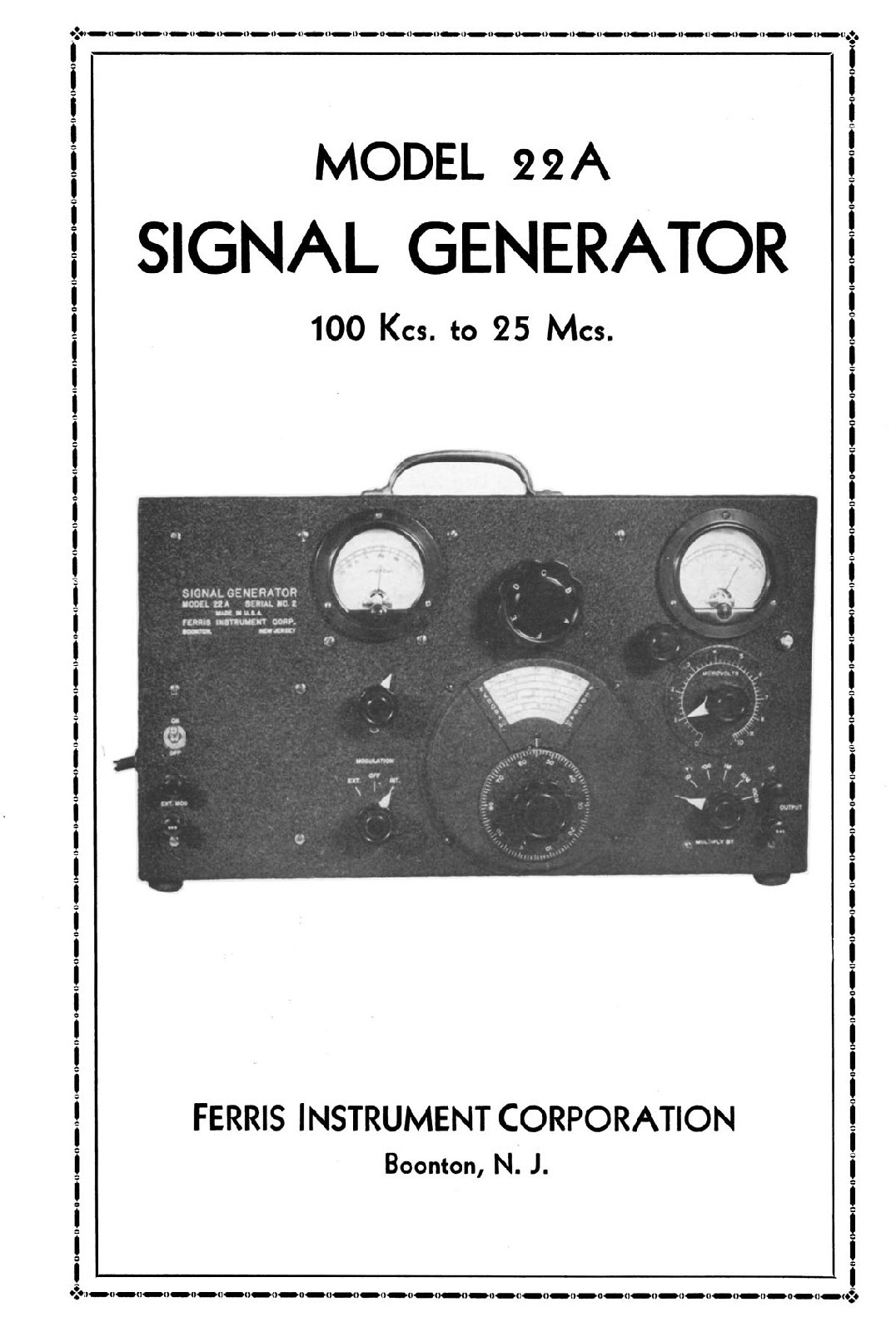 Ferris model 22A R.F. Signal Generator Manual