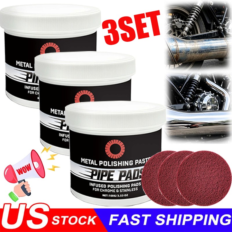 3X Metal Polish Paste Protectant Scratch Remover Pipe Infused Polishing Pads