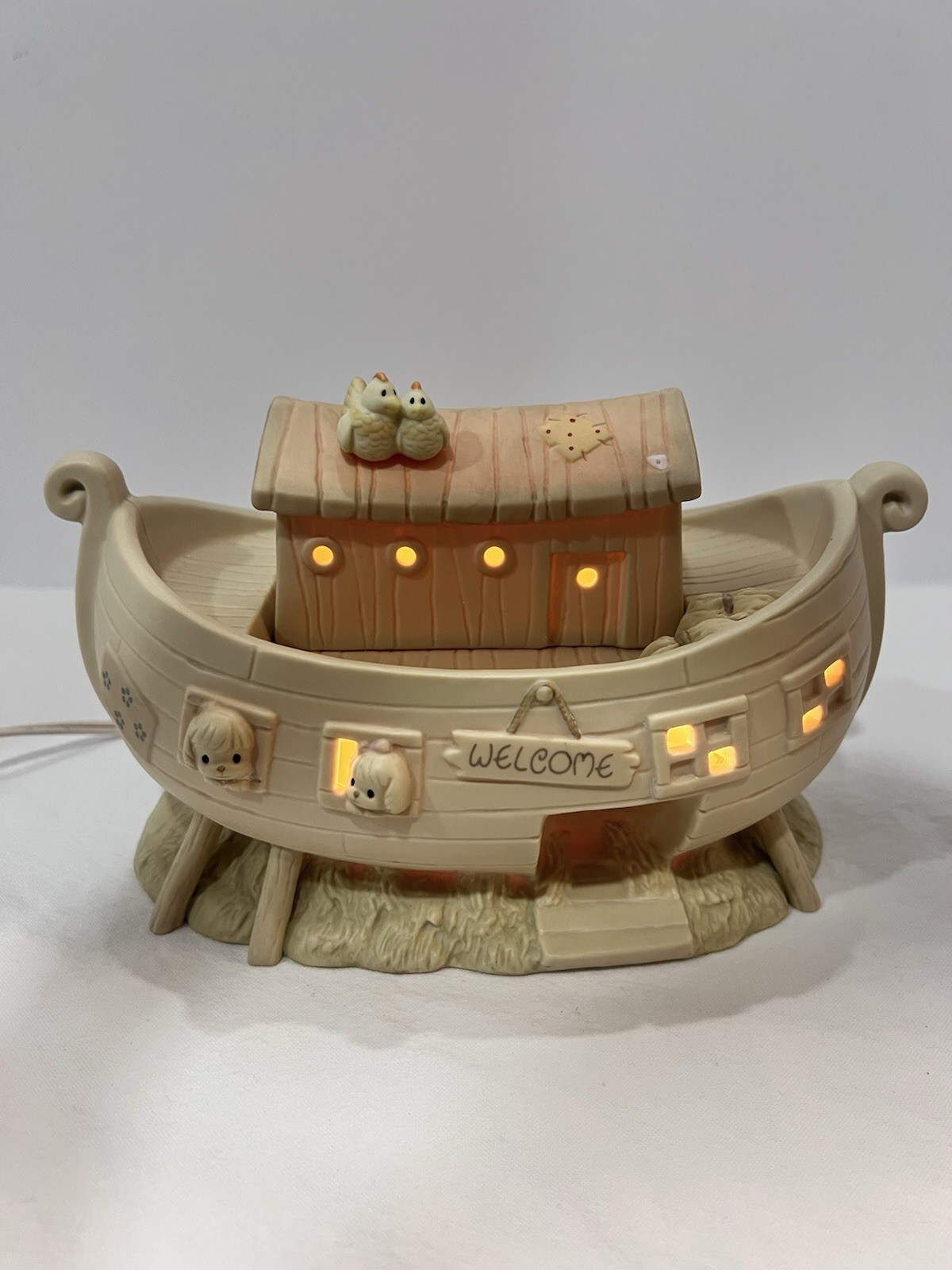 Noah's Ark Nightlight Vintage Precious Moments 2 by 2 Porcelain (Please Read)