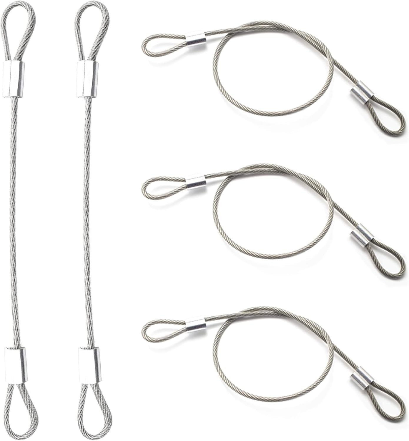 Commercial-Grade Stainless Steel Cables with Loops - 10 Packs for Secure Hanging