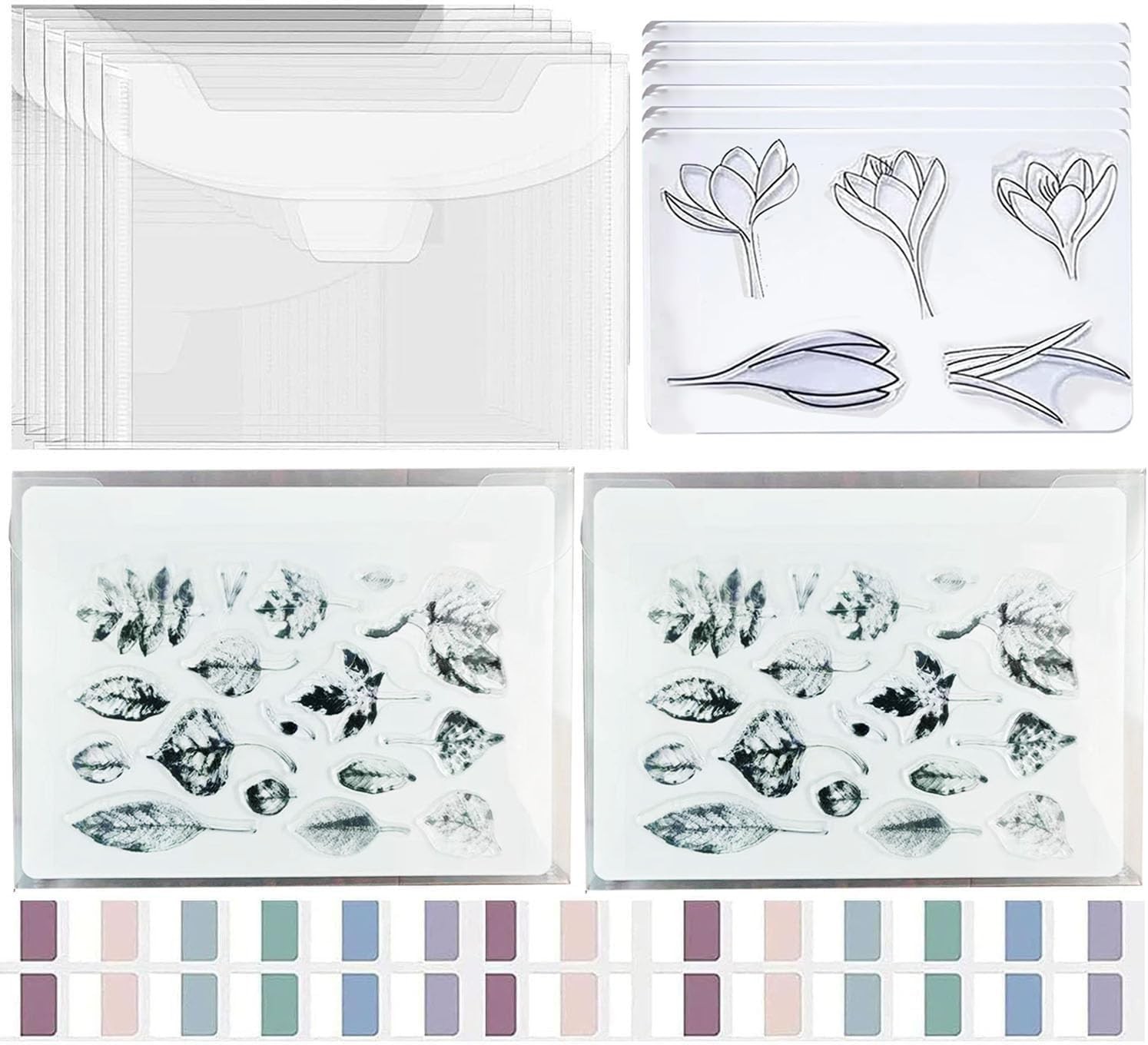 24 PCS Clear Stamps Storage Panels Resealable Die Cut Bag White Plastic