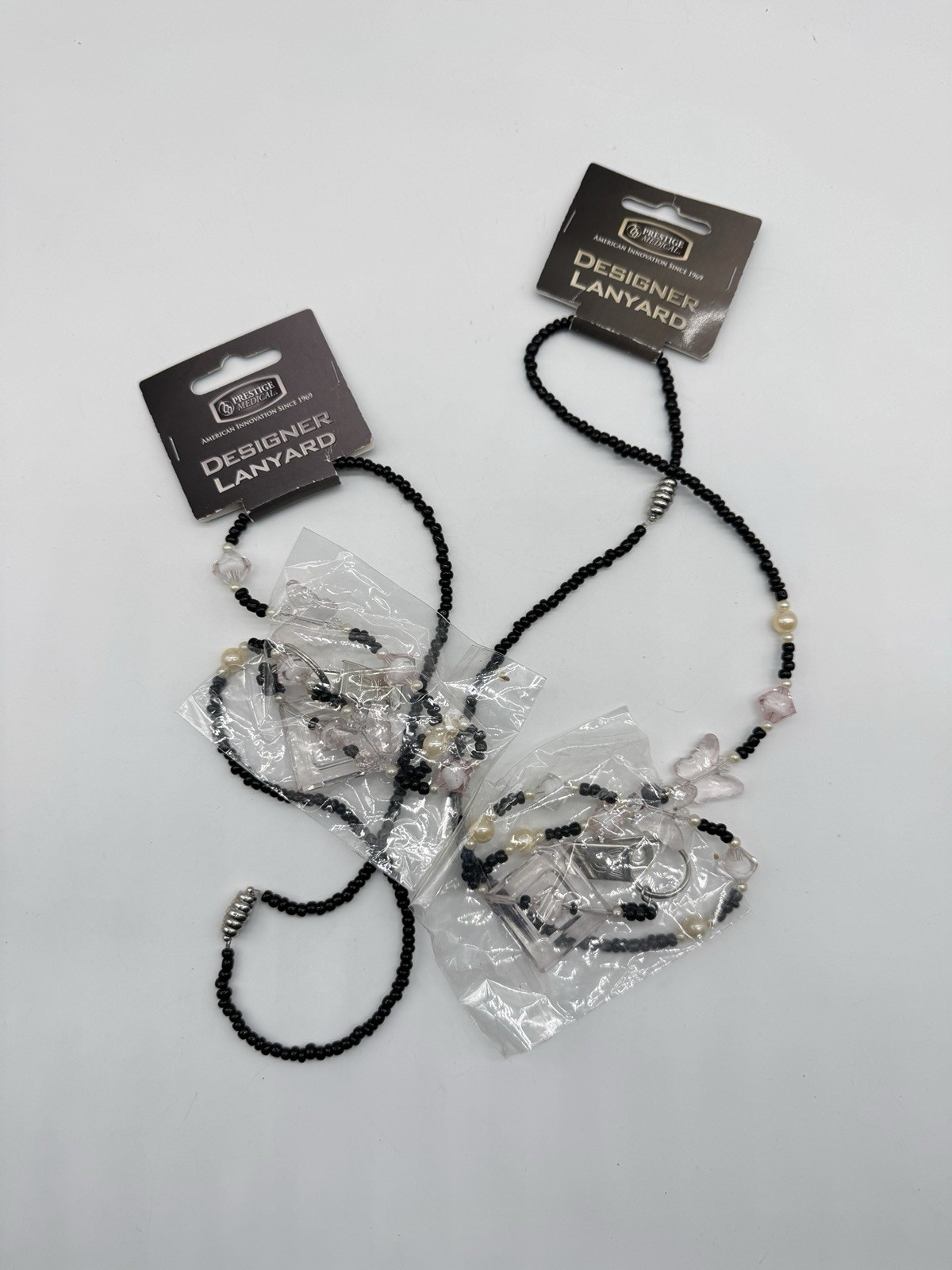 Lot Of 2 Units: Prestige Medical Beaded Embellished Lanyard  Tag ID Clip