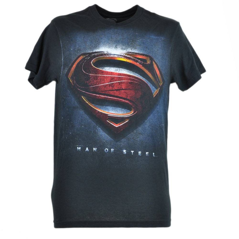 Man of Steel Superman Small Mens Shirt Tee Black Movie Super Heroes DC Comics