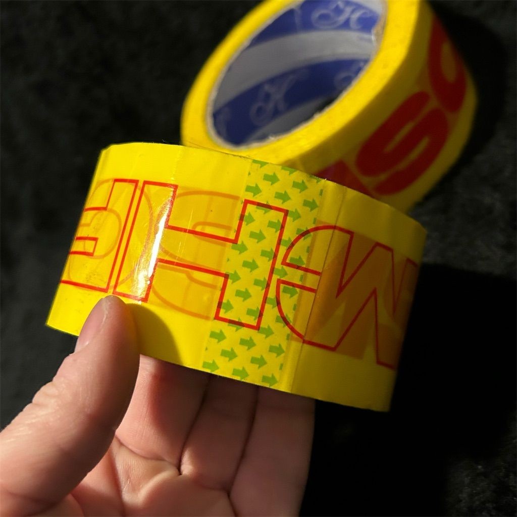 MSCHF Yellow Decorative Tape with Bold Red Lettering - 2 Rolls Set