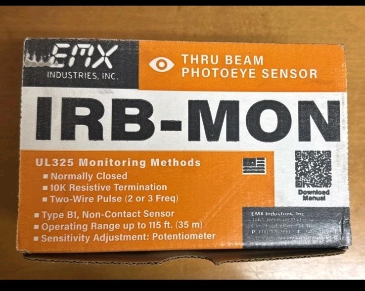 EMX IRB-MON Thru-Beam Photoeye Sensor UL325 – 115 ft Range – New