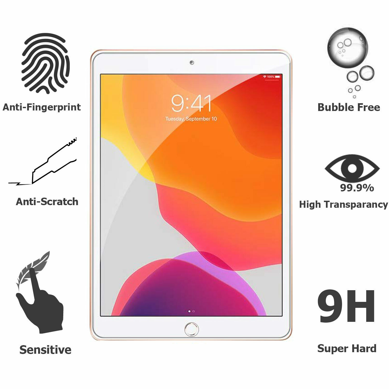 2 Pack Glass Screen Protector For iPad 9th/8th/7th Generation 10.2" 2021/2020